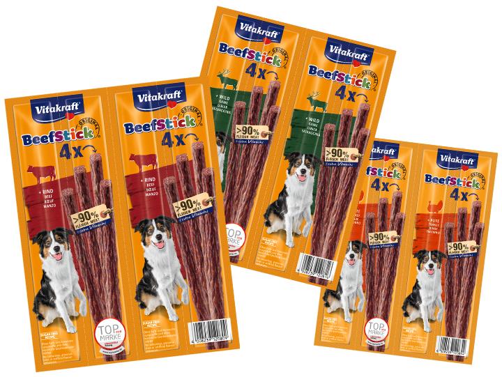 Image du produit Vitakraft Friandise Beef-Stick Wild, 4 x 4 pcs. (Adulte, 4 pcs, 192 g)
