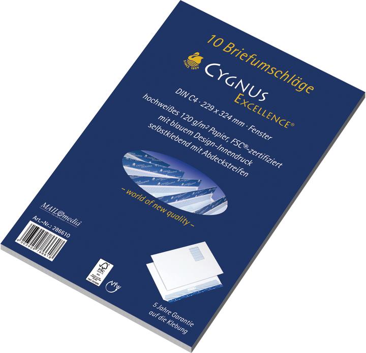Produktbild Mailmedia Versandtaschen Cygnus Excellence® DIN C4 mit Fenster weiss 10 St. (C4, 10 x)