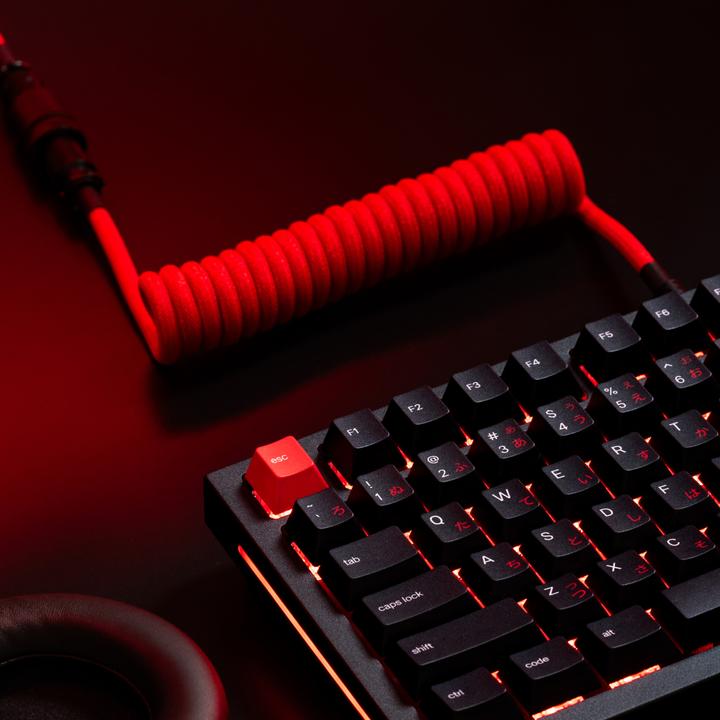 Productafbeelding Glorious GMMK spiraalkabel Crimson Red, spiraalkabel, USB-C/USB-A - rood/zwart