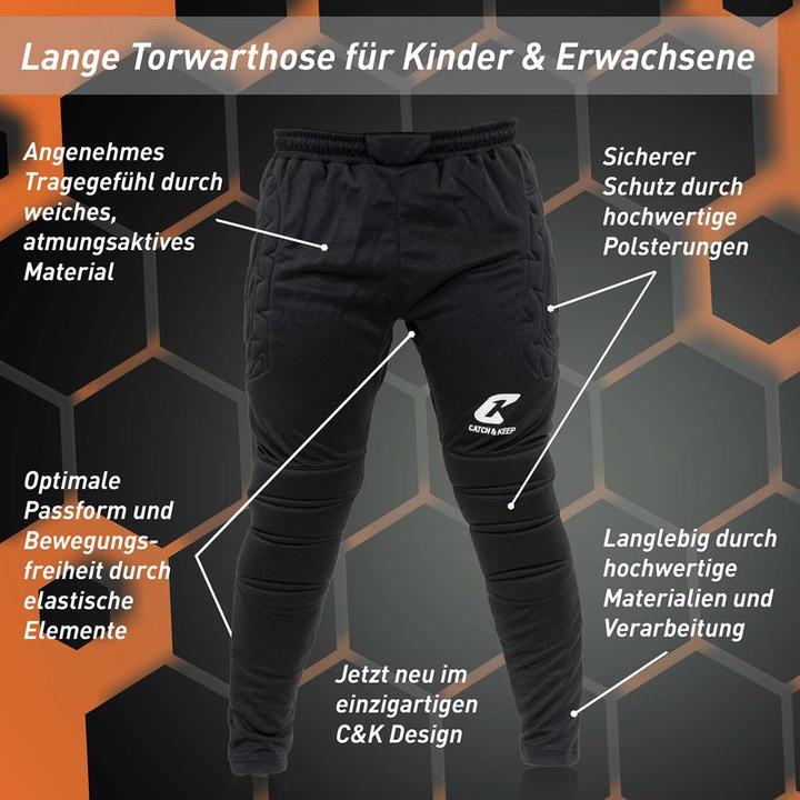 Produktbild Catch & Keep Kinder Erwachsene Goalie Hose Keeperhose Torwarthose Fussballhose Trainingshose Tormannhose (140)