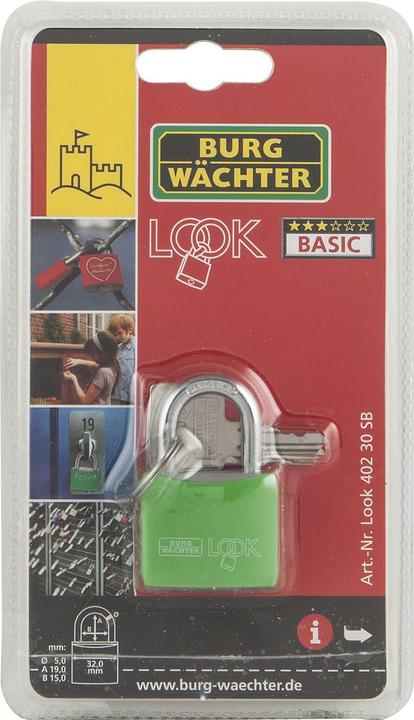 Produktbild Burg Wächter Zylinder-Vorhangschloss Look 402 Bügelstärke 5,0mm Bügelweite 15,0mm, Bügelhöhe 19,0mm