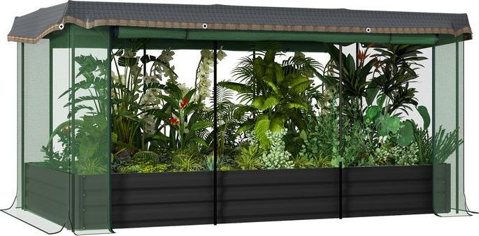 Produktbild Swisshandel24 Hochbeet Stahl, Pflanzkasten, Blumenkasten mit Vogelschutznetz, Sonnenschutz, Gartenbeet für Balkon