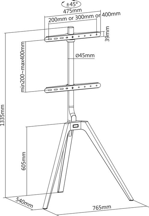 Actual product image InLine Woodstand TV-Standfuss (Universal, 65", 40 kg)