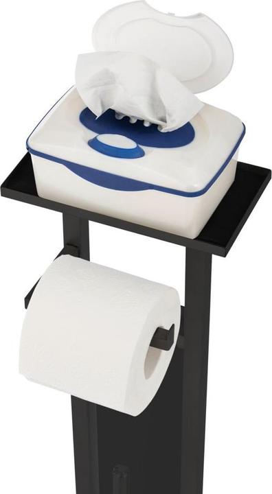 Image du produit Wenko Garniture de WC sur pied Mod. Debar avec tablette Noir en acier inoxydable
