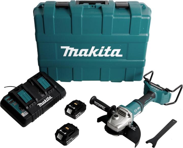 Actual product image Makita DGA 900 PTKX2 Battery angle grinder 36V ( 2x18V ) 230mm Brushless + 2x battery 5,0Ah + (230 mm)