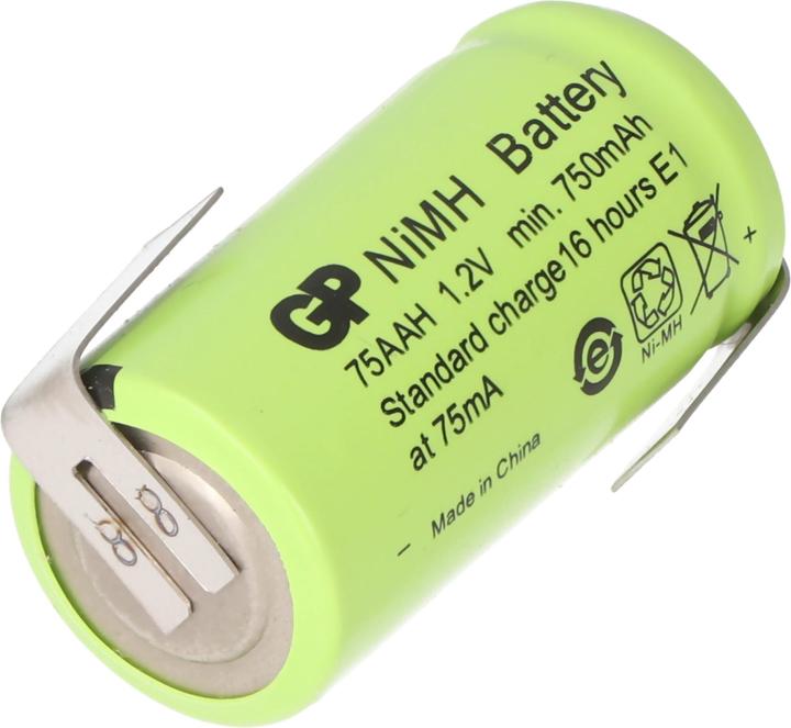 Produktbild GP Batteries GP Akku GP75AAH 2/3AA NiMH-Akku mit Lötfahne Z-Form 14x29mm (2/3 AA, 750 mAh)