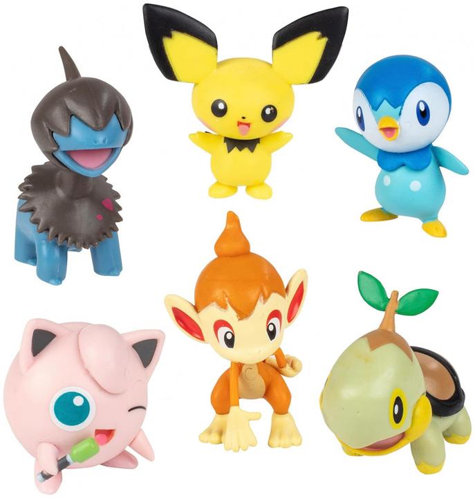 Produktbild Jazwares Pokemon Battle Figure Set Figure 6-Pack Pichu, Piplup, Chimchar, Turtwig, Deino & Jigglypu