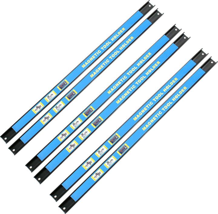 Image du produit Wiltec Kit Barres Porte-outils 6x61cm Barres magnétiques Acier Rangement accessoires Atelier Montage mural