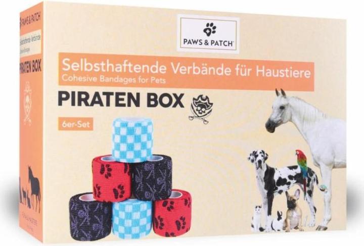 Paws & Patch Paws and Patch Selbsthaftende Verbände PIRATEN BOX 5x5cm (6er-Set) (Hund, Pferd, Nager, Vogel, Katze)