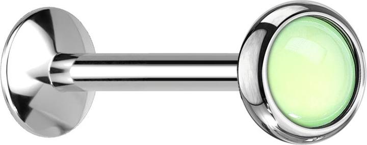 Actual product image Star Piercing Micro UFO Labret internal thread silver with epoxy stone green (without brass, Surgical steel 316L)