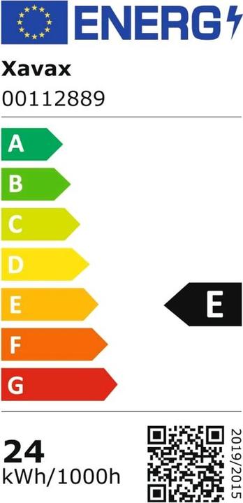 Energie-Label Xavax LED-Lampe, G13, 2880lm ersetzt 58W, Röhrenlampe T8, 150cm, Tageslicht, Glas (G13, 24 W, 2880 lm, 1 x, E)